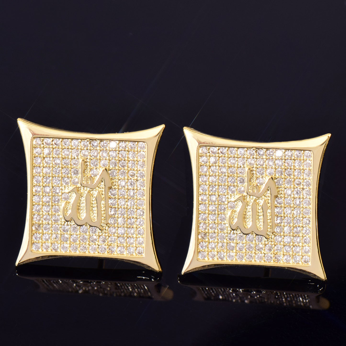 Unisex Square Script Hip Hop Stud Earrings