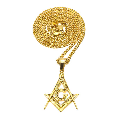 Men’s Gold Plated Stainless Steel Statement Pendant Necklace with 3mm Cuban Chain