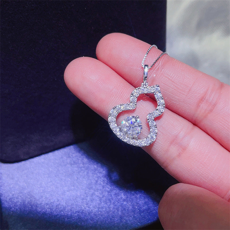 925 Silver Moissanite Gourd Pendant Necklace for Women product image