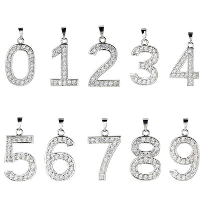 Hip Hop Light Luxury Number Cubic Zirconia Pendant Necklace for Men and Women