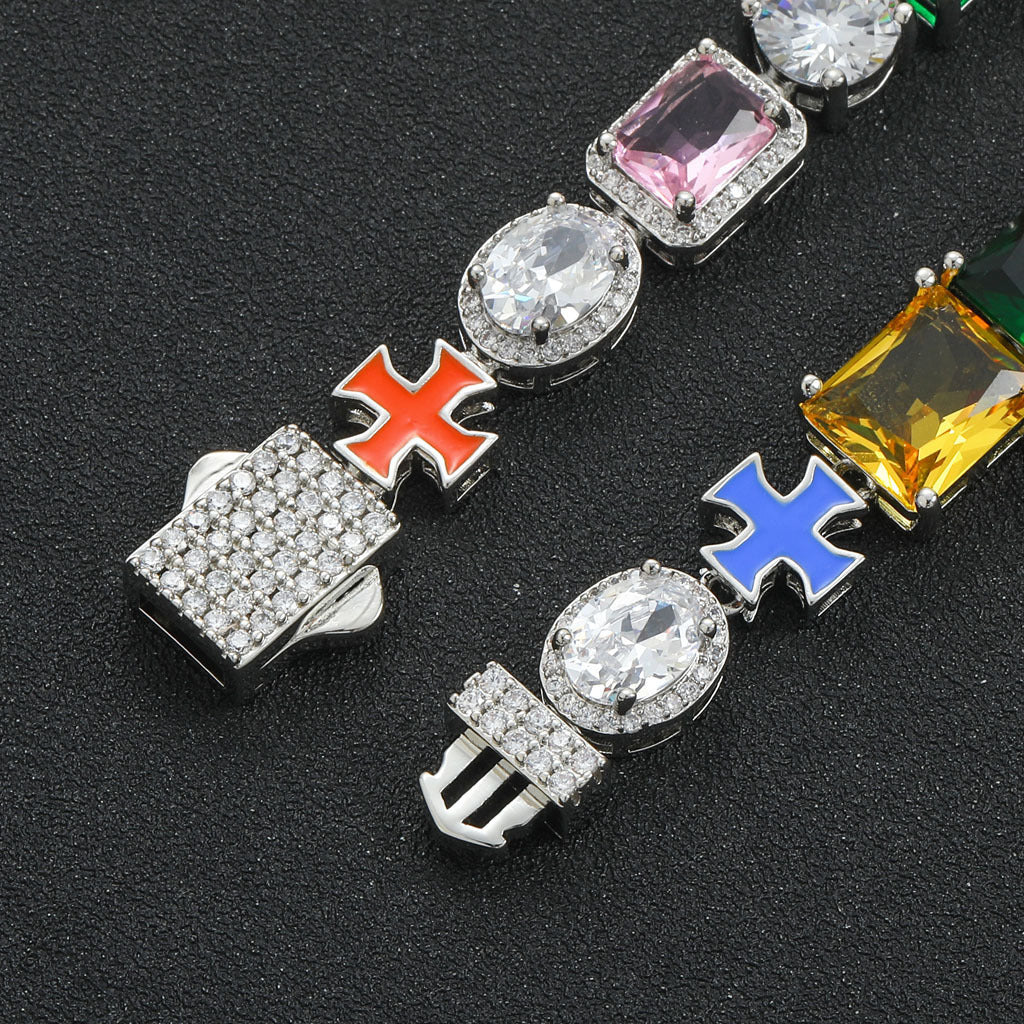 Cross Round Cubic Zirconia Bracelet for Men