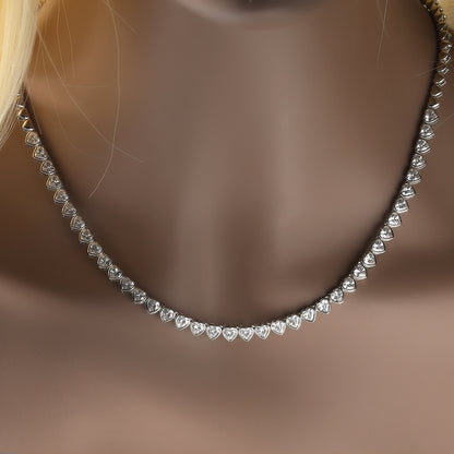 Heart Chain Necklace for Women with sparkling stones, Gold Plated or Silver Plated Statement Pendant Necklace, 16 Inch / 18 Inch