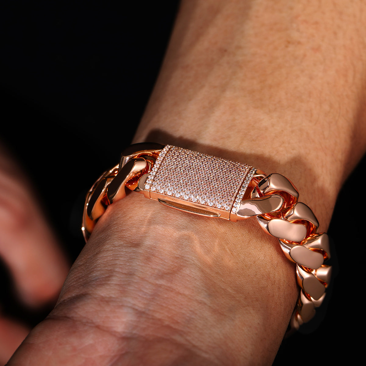 Rose Gold Iced Out Cuban Link Chain Necklace & Bracelet Set in Cubic Zirconia product image