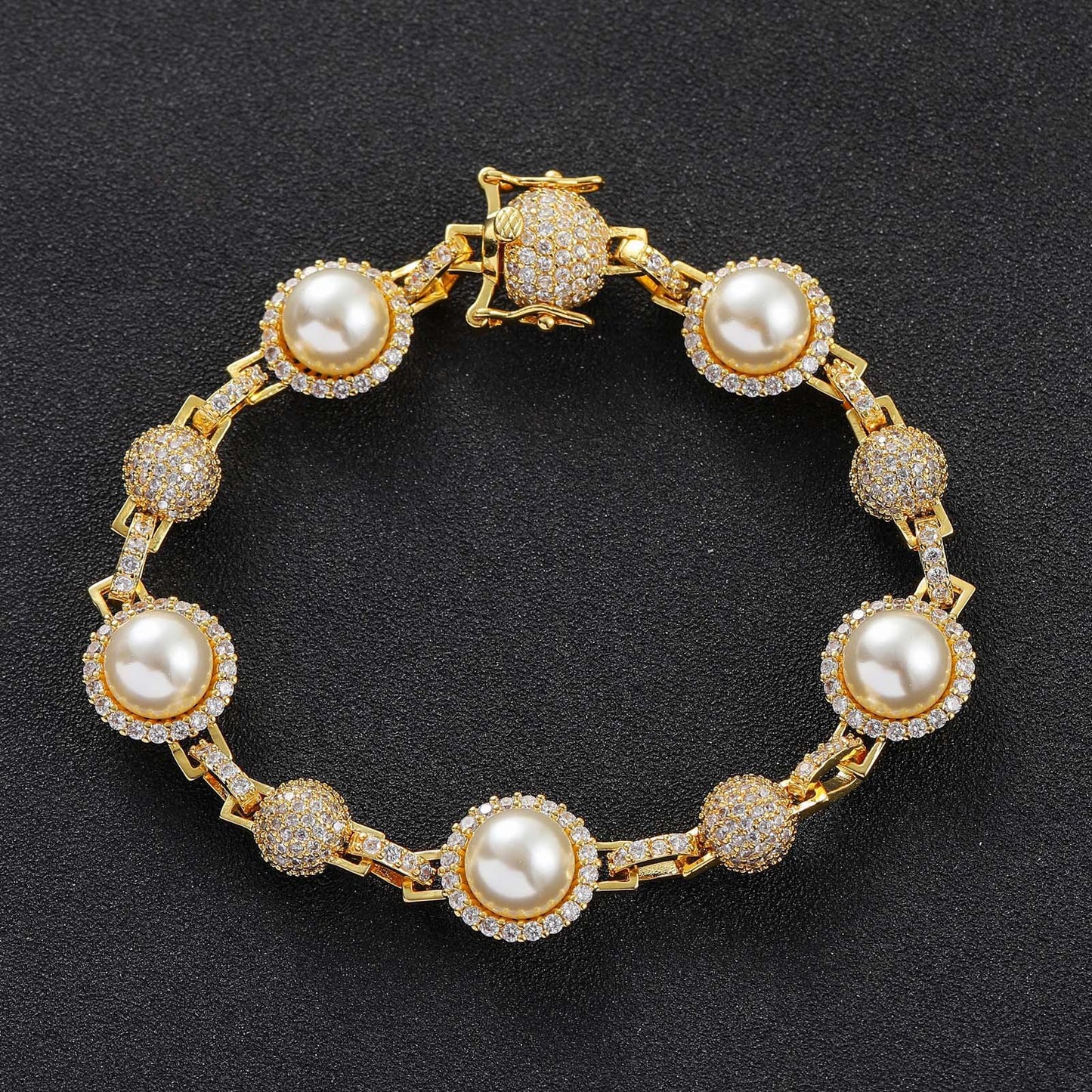 Hip Hop Minimalist Geometric Tennis Chain Copper Bracelet for Men