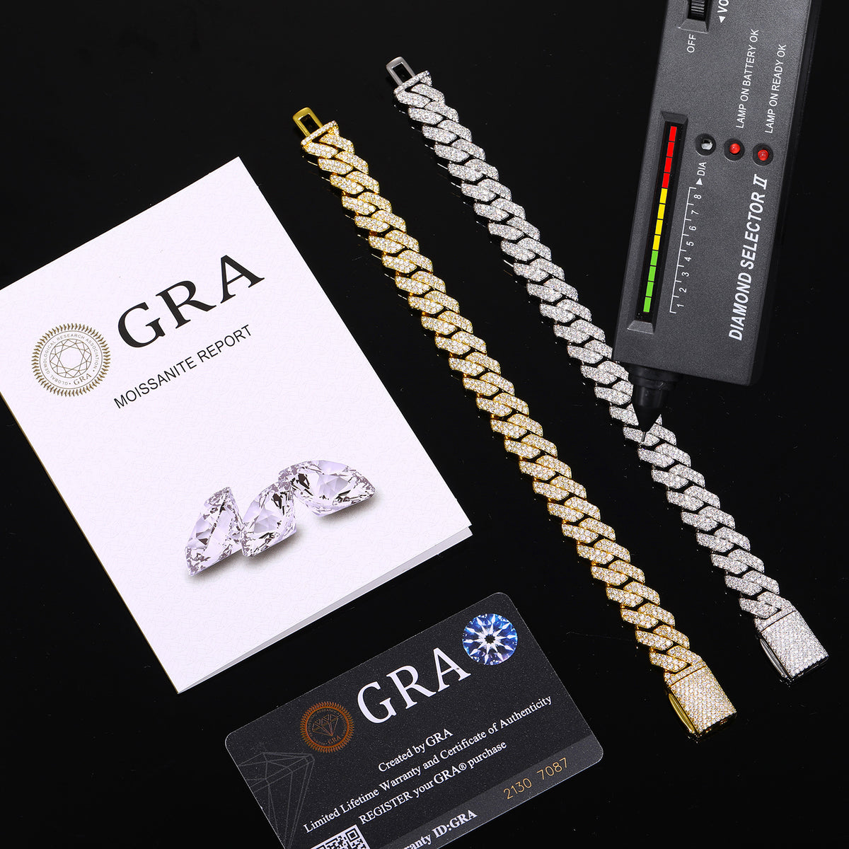 Iced Out Moissanite Cuban Link Bracelet for Men and Women - Gold or White Gold Tone product image