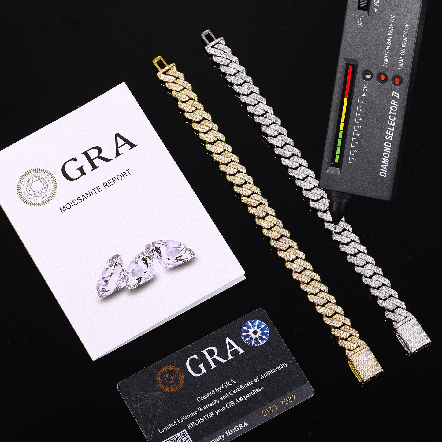 Iced Out Moissanite Cuban Link Bracelet for Men and Women - Gold or White Gold Tone product image