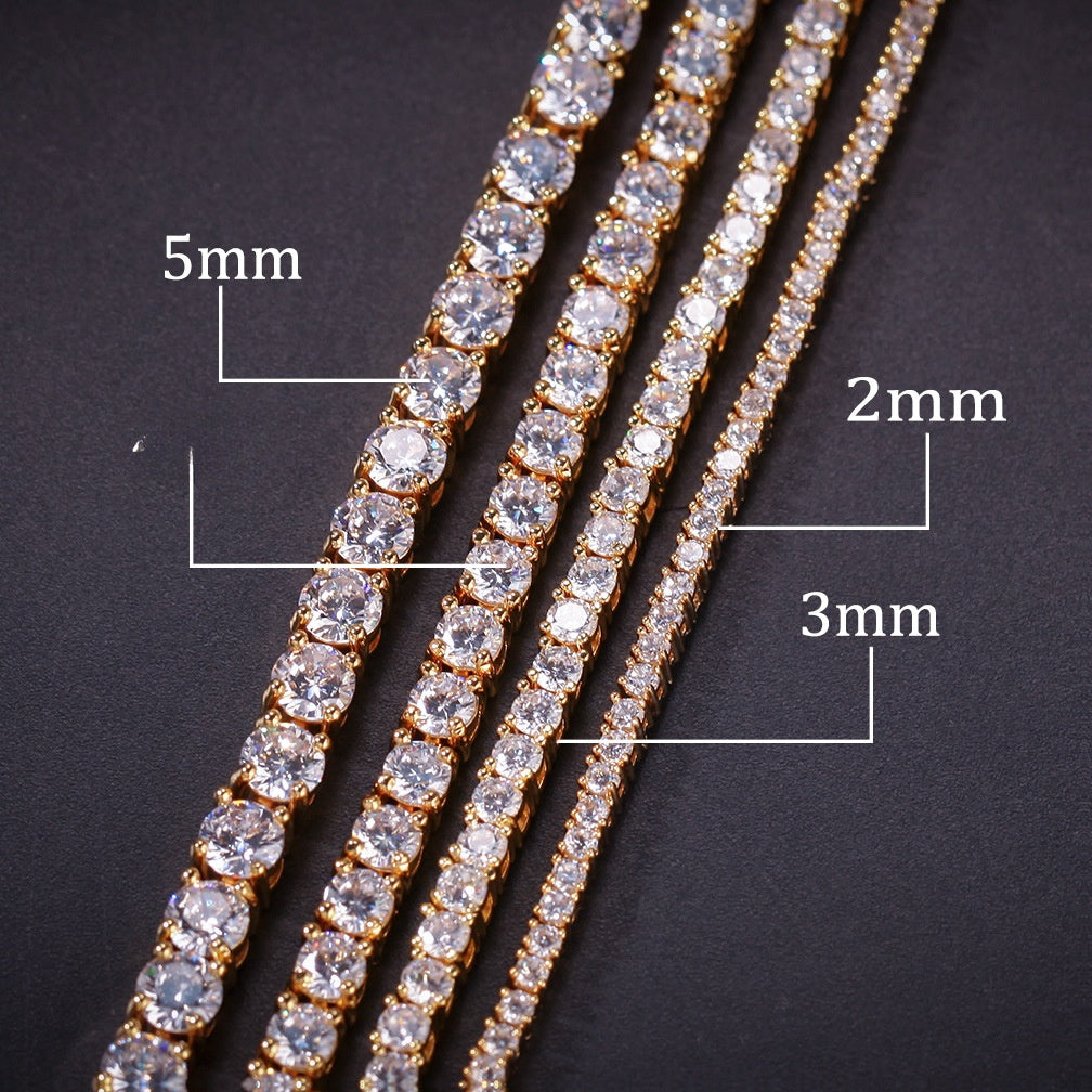 Unisex Round Cubic Zirconia Tennis Bracelet in Gold or Silver Tone – 2mm Chain Bracelet, 7 Inch & 8 Inch