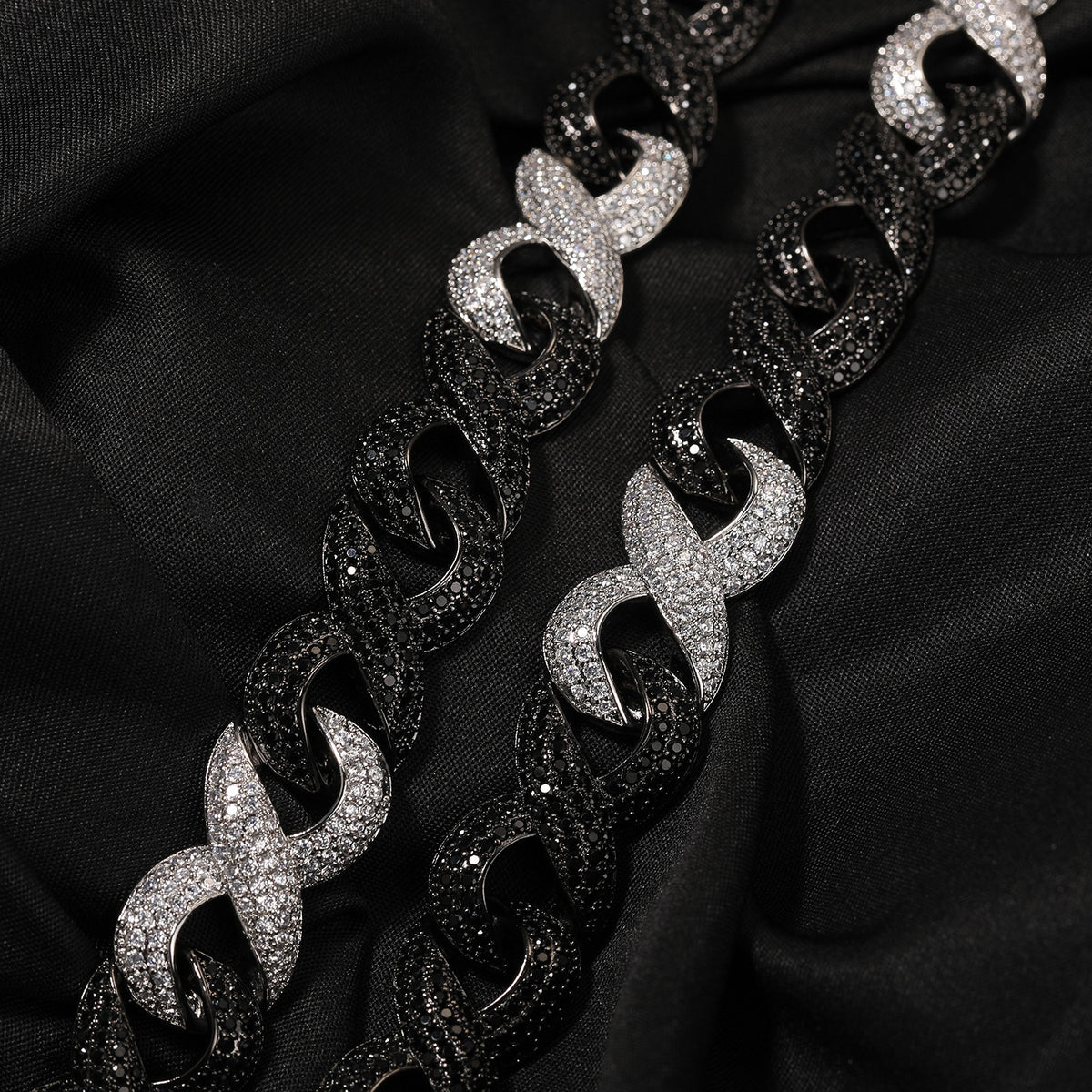 Iced Out Black & Silver Cuban Link Chain Necklace product image
