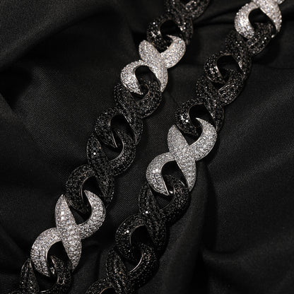 Iced Out Black & Silver Cuban Link Chain Necklace
