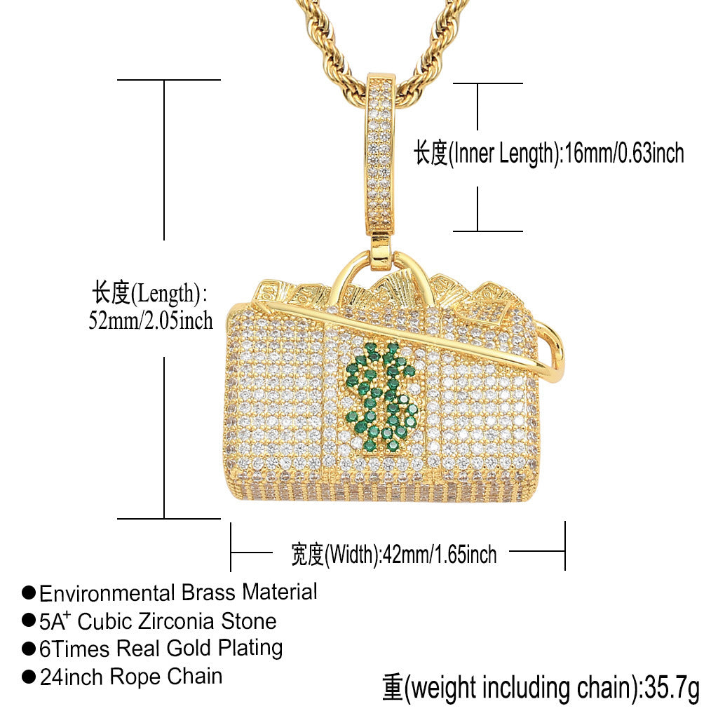 Hip Hop Minimalist Geometric Cubic Zirconia Pendant Necklace for Men and Women