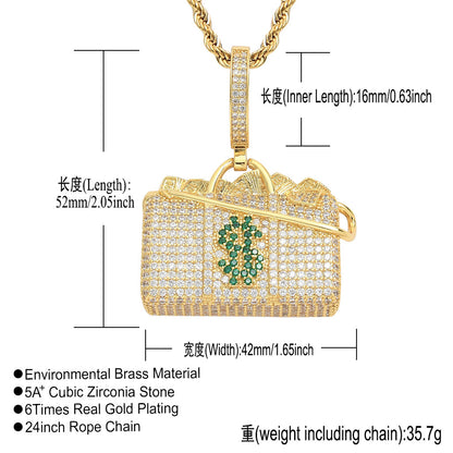 Hip Hop Minimalist Geometric Cubic Zirconia Pendant Necklace for Men and Women