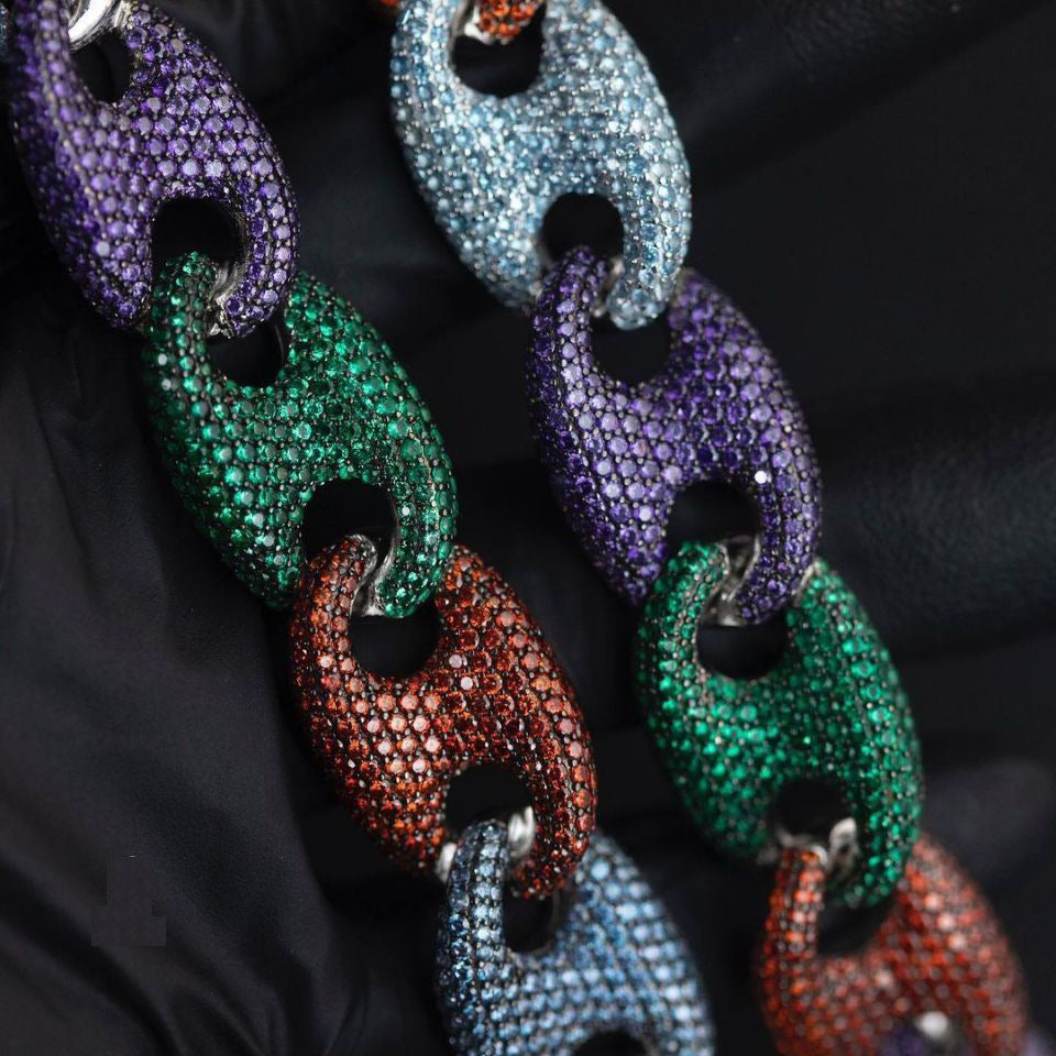 Iced Out Letter Pendant Cuban Link Chain Necklace in Silver Tone for Women and Men product image