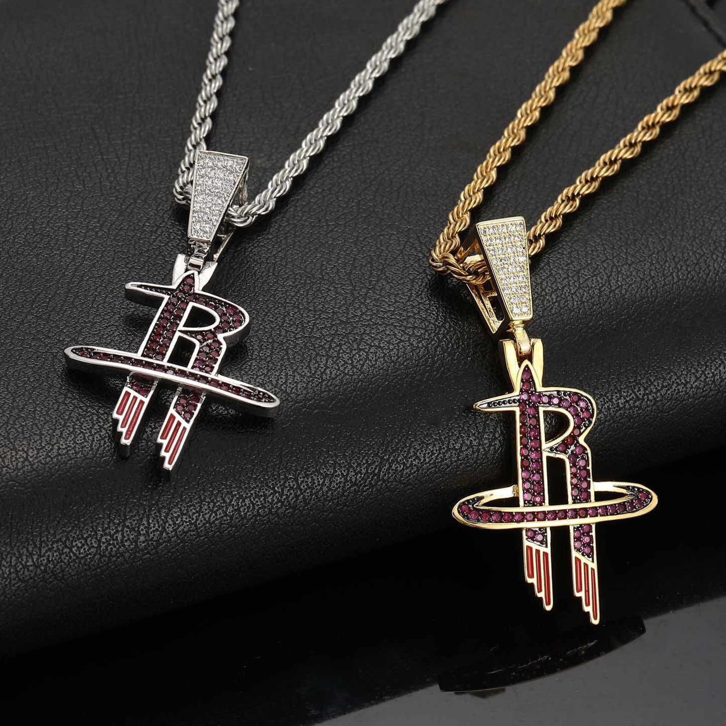 Hip Hop Letter Copper Pendant Necklace for Men and Women