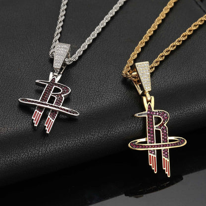 Hip Hop Letter Copper Pendant Necklace for Men and Women