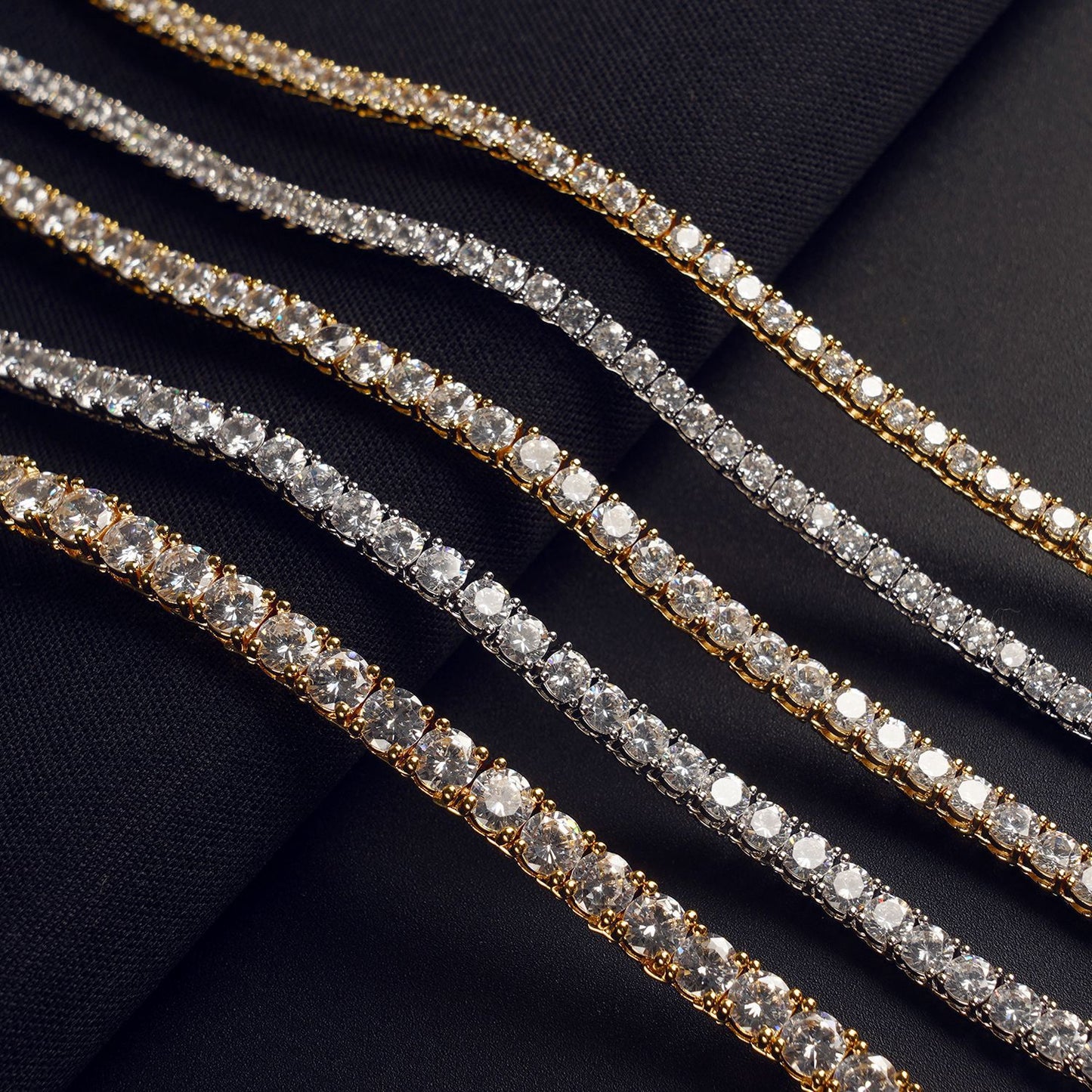 Moissanite Tennis Chain Bracelet & Necklace, Unisex Round Cut Sparkle Jewelry