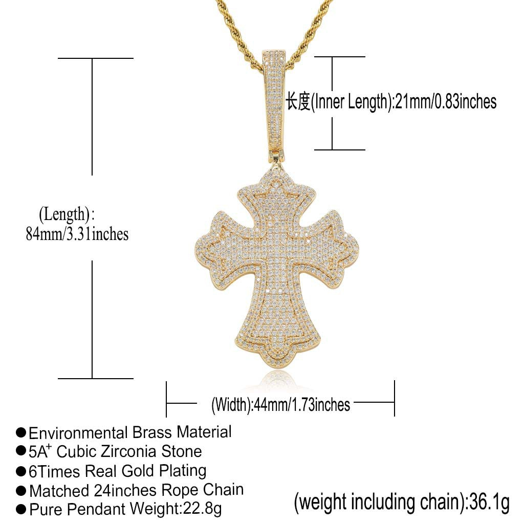 Hip Hop Minimalist Cross Copper Pendant Necklace for Men and Women