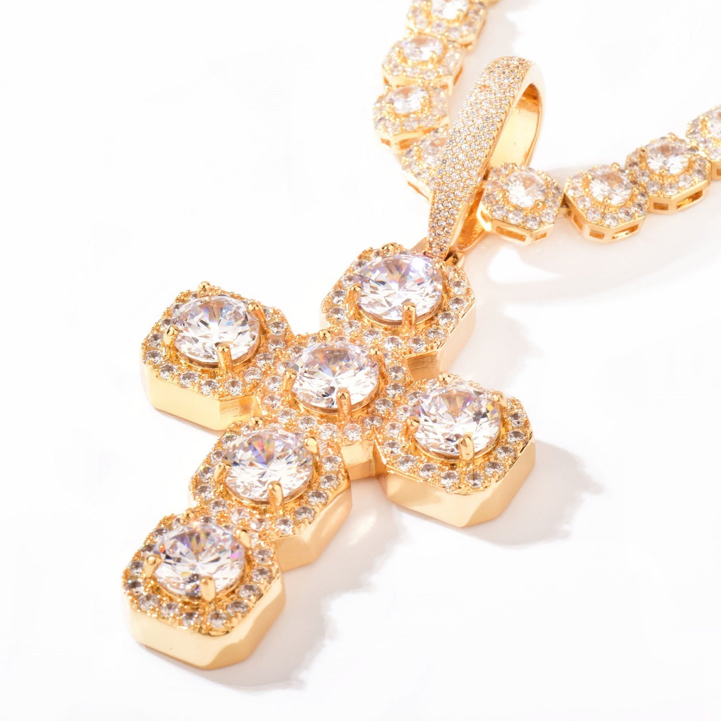 Unisex Iced Out Cross Statement Necklace
