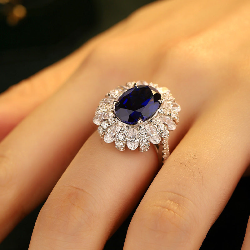 Lab-Grown Emerald Halo Ring for Women, 18K Gold Plated Oval Green Stone Ring product image