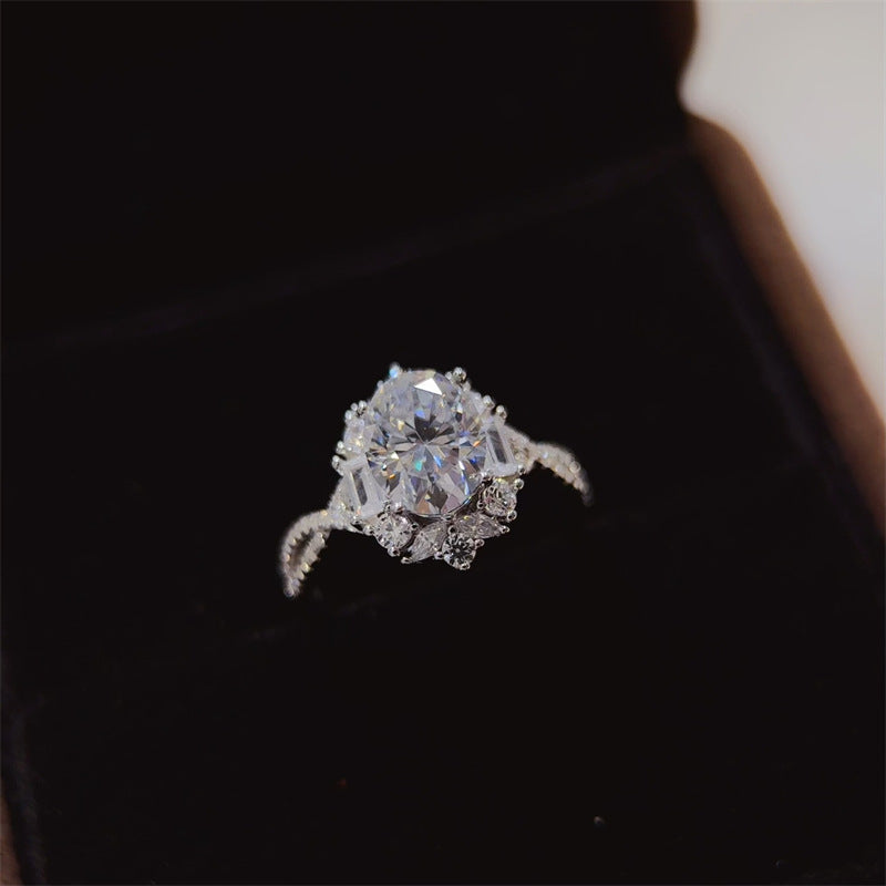 Oval Moissanite Halo Ring 2 Carat Engagement Ring for Women product image