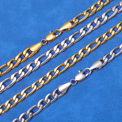 2.5-10 mm Polished Figaro Link Stainless steel Bracelet - CHA143