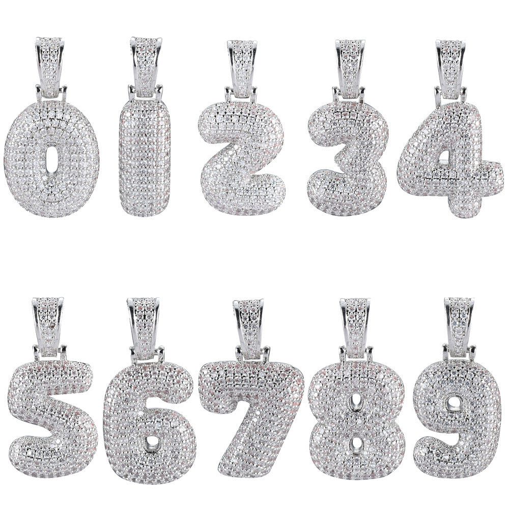 Minimalist Number Bubble Copper Pendant Necklace for Men and Women