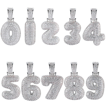 Minimalist Number Bubble Copper Pendant Necklace for Men and Women