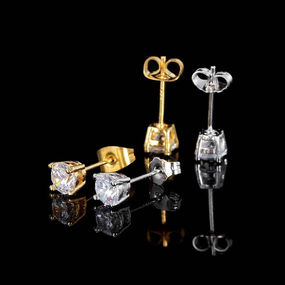 4 mm Round Four-Prong CZ Stud Copper Earrings - EAR019 product image