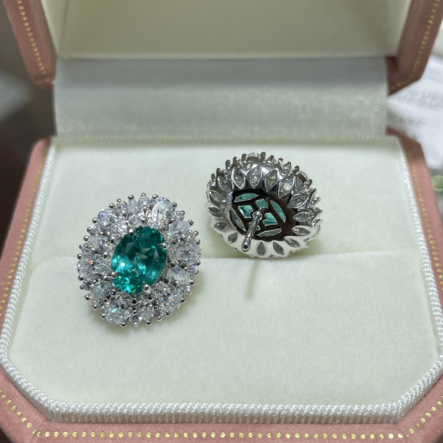 Paraiba-Style Teal Oval Halo Ring for Women, Promise Ring, Engagement Ring product image
