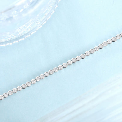 Moissanite Tennis Bracelet, S925 Sterling Silver, 18k Gold-Plated, Slim Stackable Bracelet
