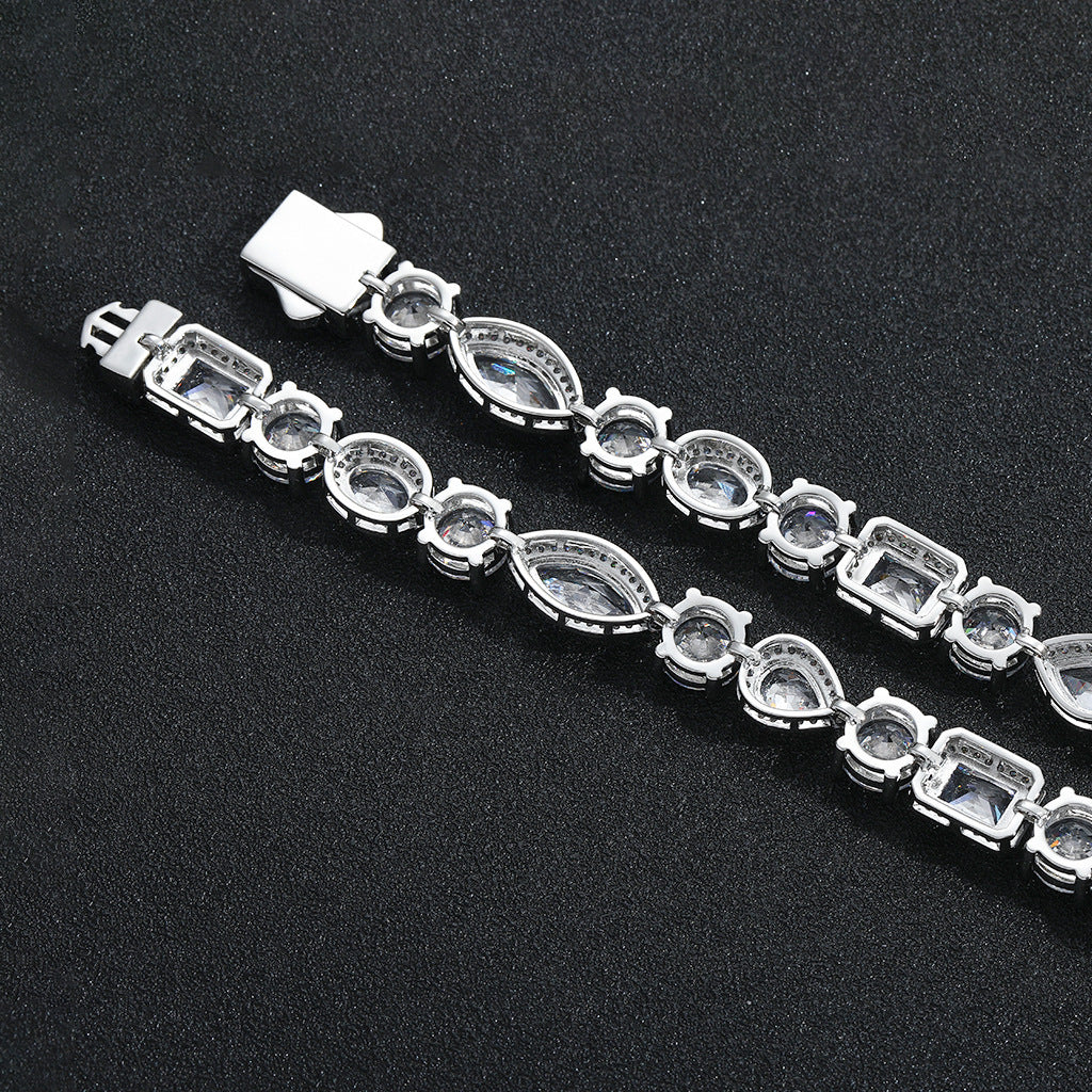 Light Luxury Square Oval Teardrop Cubic Zirconia Bracelet for Men