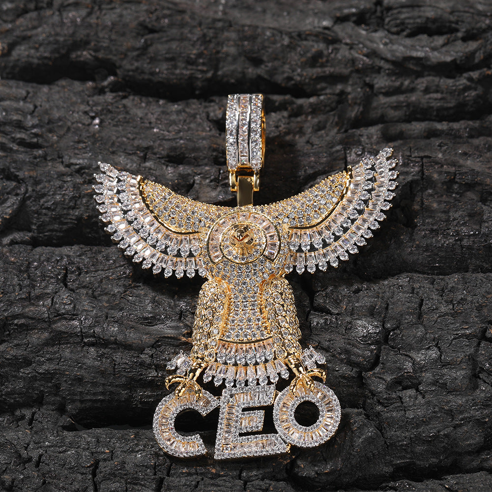 Gold Plated Eagle Pendant Necklace with Cubic Zirconia Statement Chain for Women product image