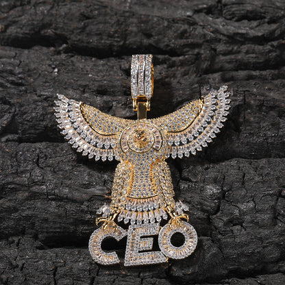 Gold Plated Eagle Pendant Necklace with Cubic Zirconia Statement Chain for Women