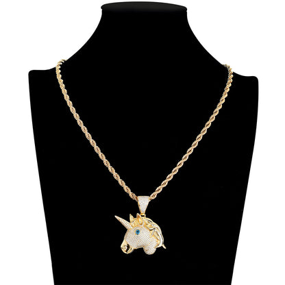 Hip Hop Vintage Cross Cubic Zirconia Pendant Necklace for Men and Women