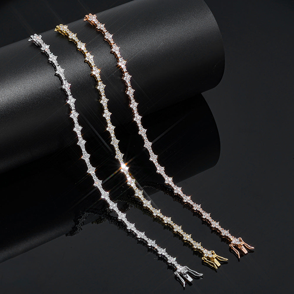 6.5 mm Cluster CZ Tennis Hip Hop Bracelet with Copper Base - CHA203 product image