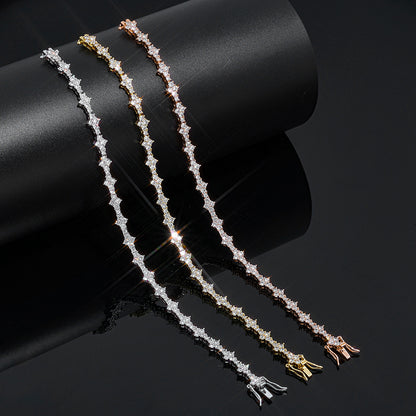 6.5 mm Cluster CZ Tennis Hip Hop Bracelet with Copper Base - CHA203