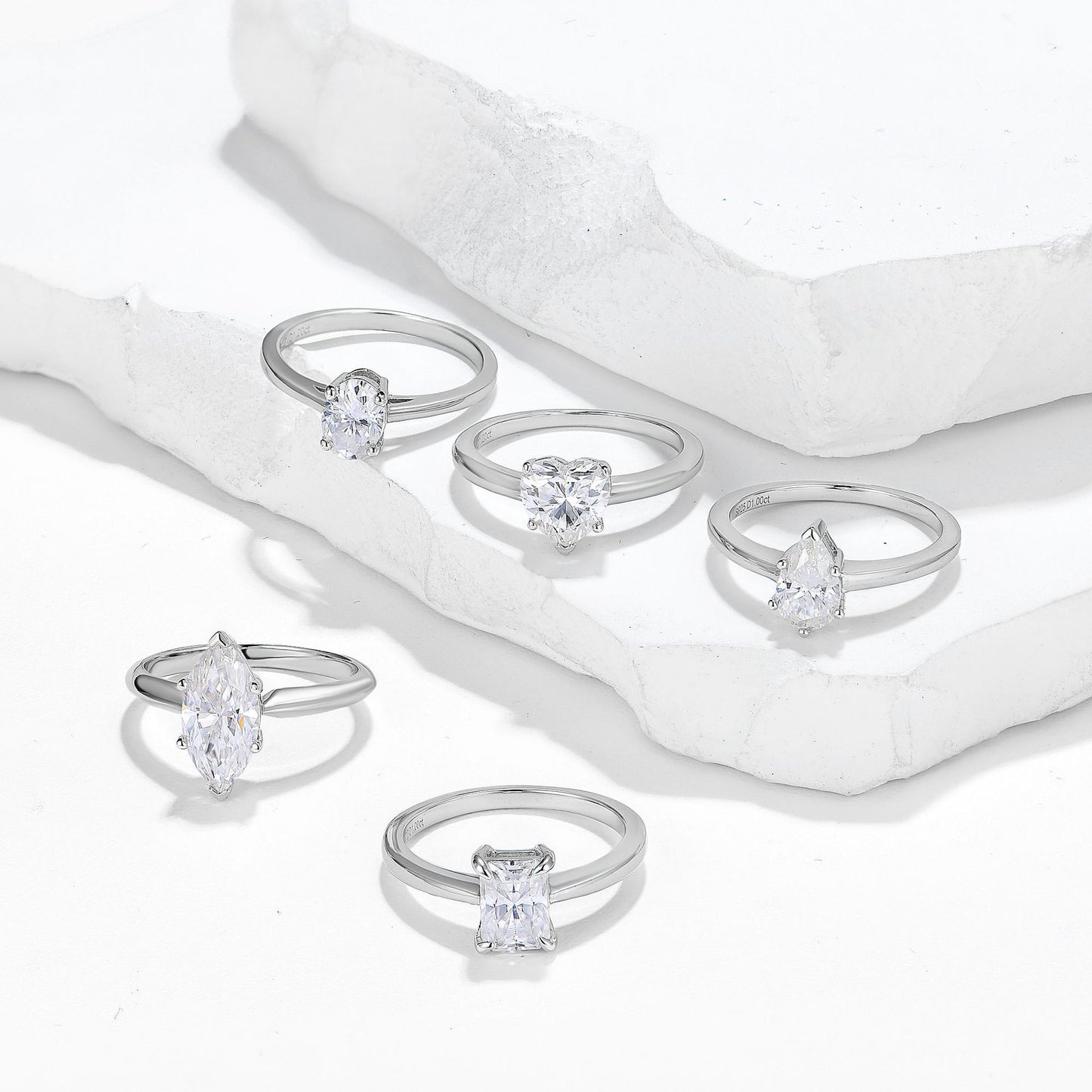 Moissanite Ring for Women, 1 Carat Solitaire Engagement Ring, Heart & Marquise Cuts product image
