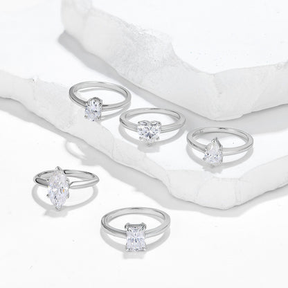 Moissanite Ring for Women, 1 Carat Solitaire Engagement Ring, Heart & Marquise Cuts