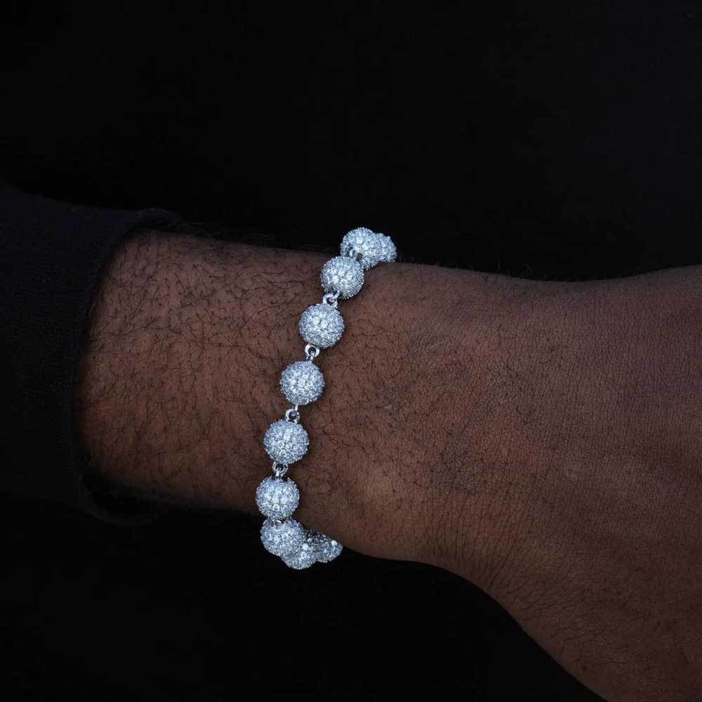8 mm Pave CZ Bead Link Hip Hop Bracelet with Copper Base - CHA099 product image