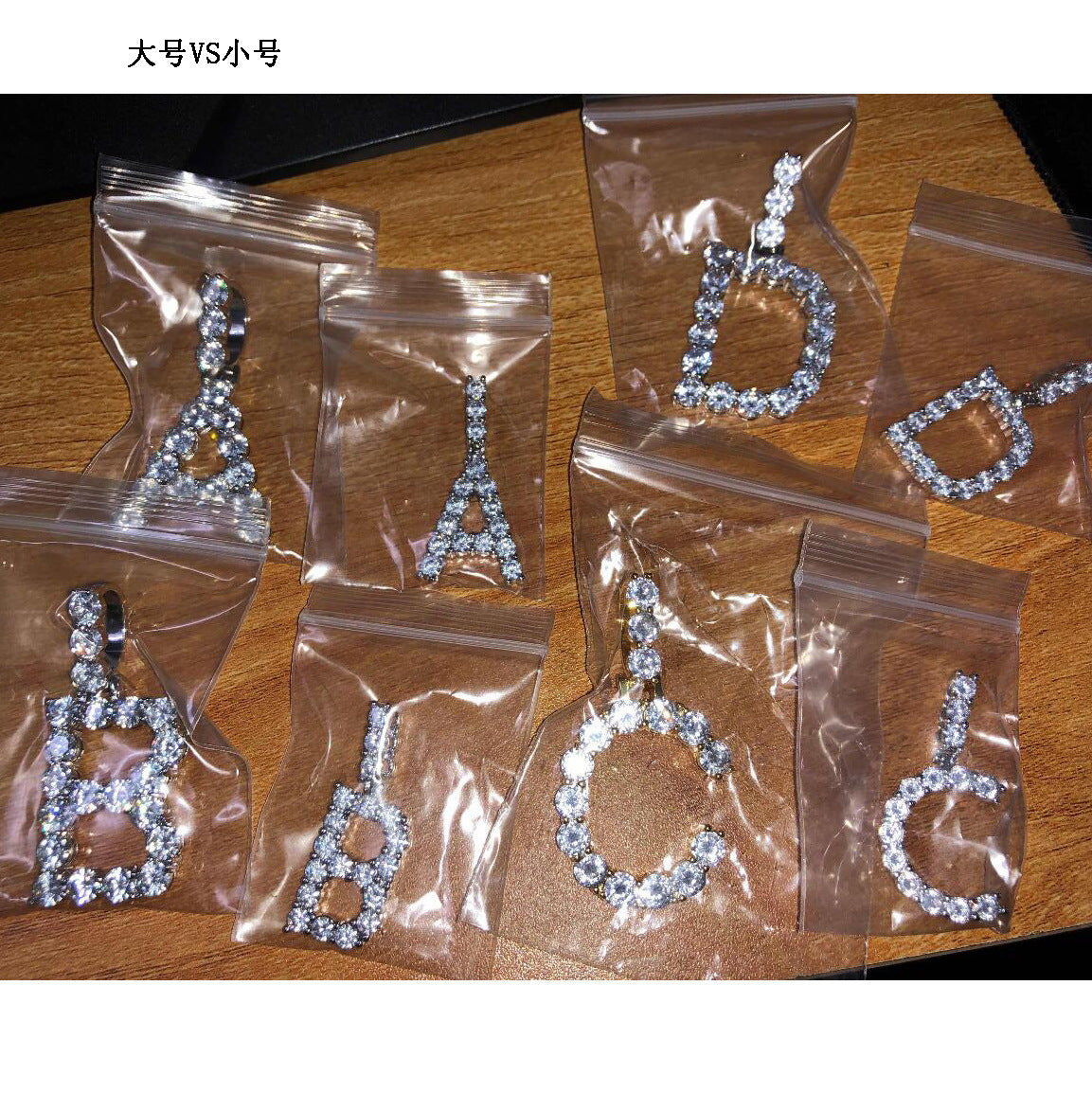 A-Z Initial Letter Pendant Necklace with Cubic Zirconia, Gold Plated or Silver Plated Hip Hop Chain Necklace for Women and Men product image
