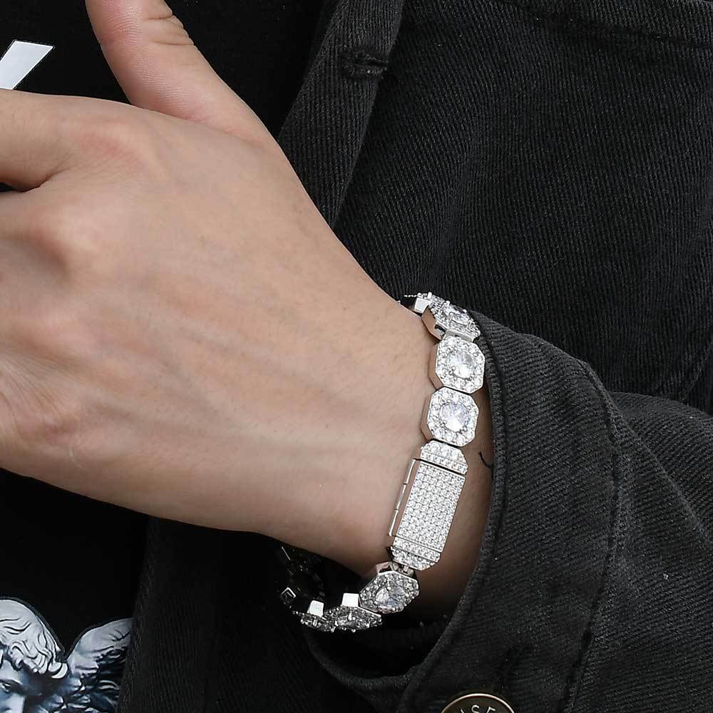 10-12 mm Square Halo CZ Link Copper Bracelet - CHA091 product image