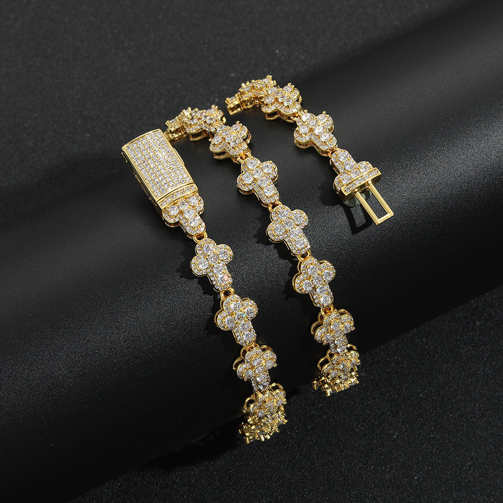 Hip Hop Butterfly Tennis Chain Cubic Zirconia Pendant Necklace for Men