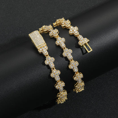 Hip Hop Butterfly Tennis Chain Cubic Zirconia Pendant Necklace for Men