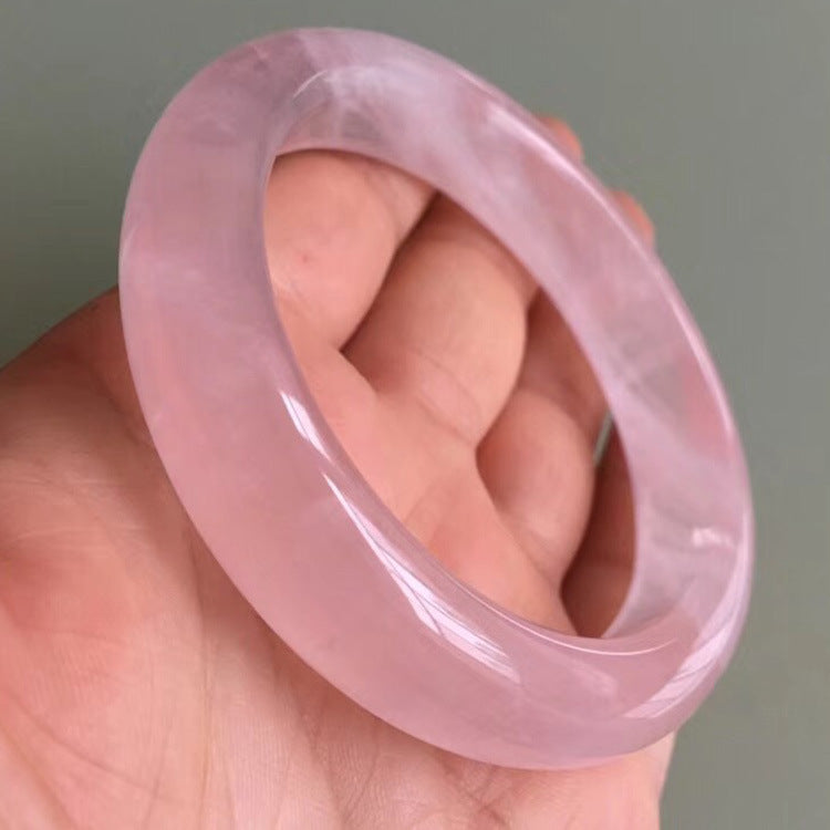 Pink Crystal Bangle Bracelet for Women, Natural Geometric Style