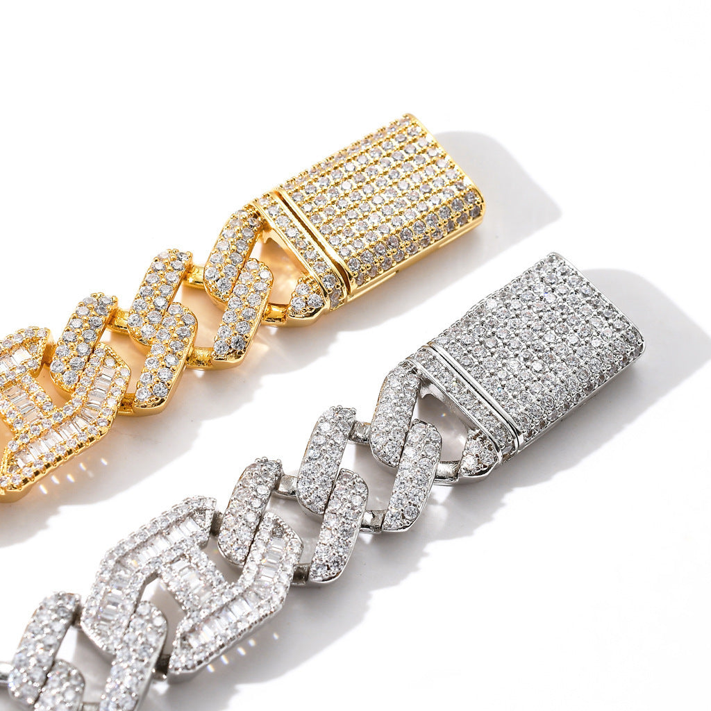 Hip Hop Light Luxury Cuban Link Cubic Zirconia Bracelet for Men