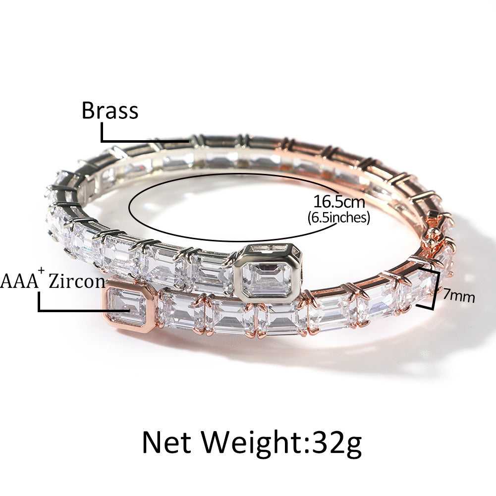 Geometric Cubic Zirconia Tennis Bracelet for Women - Gold, Silver & Rose Gold Statement Chain Bangle product image