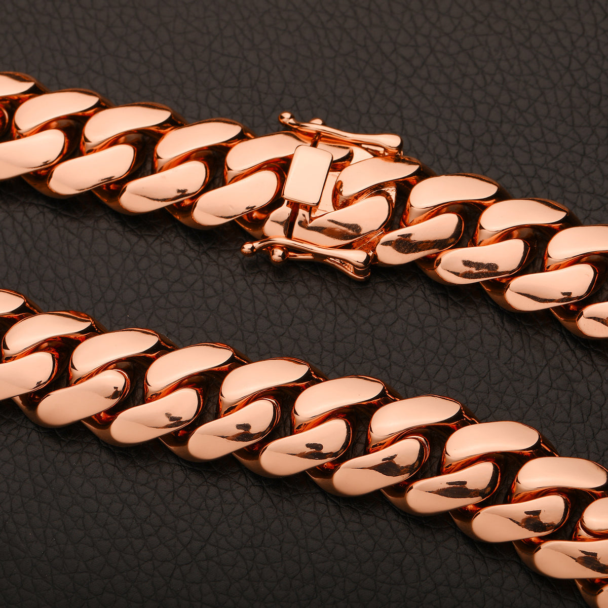 Rose Gold Tone Cuban Link Chain Bracelet Necklace Set for Women and Men, Geometric Hip Hop Streetwear Jewelry product image