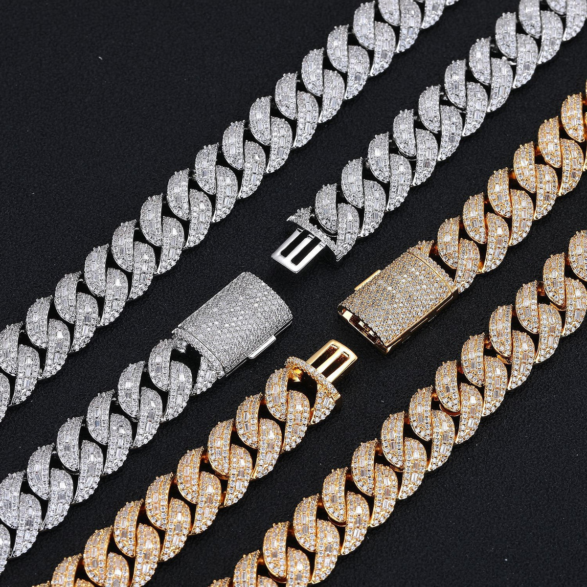 15mm Iced Out Cuban Link Chain Bracelet Necklace, Unisex Hip Hop Jewelry product image