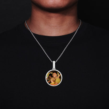 Custom Photo Round Pendant Necklace for Men and Women in Gold Tone