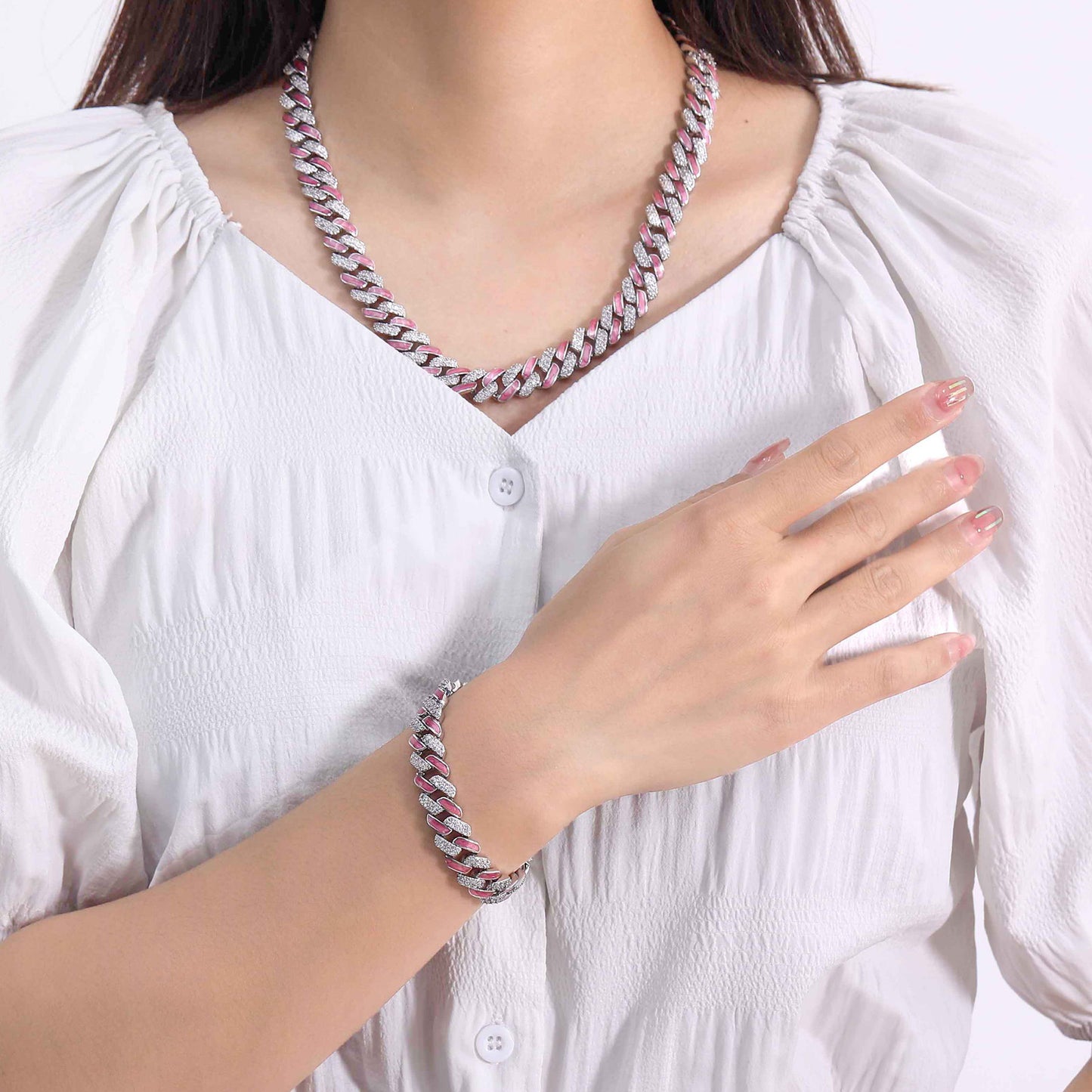 Hip Hop Cuban Link Cubic Zirconia Necklace for Men and Women