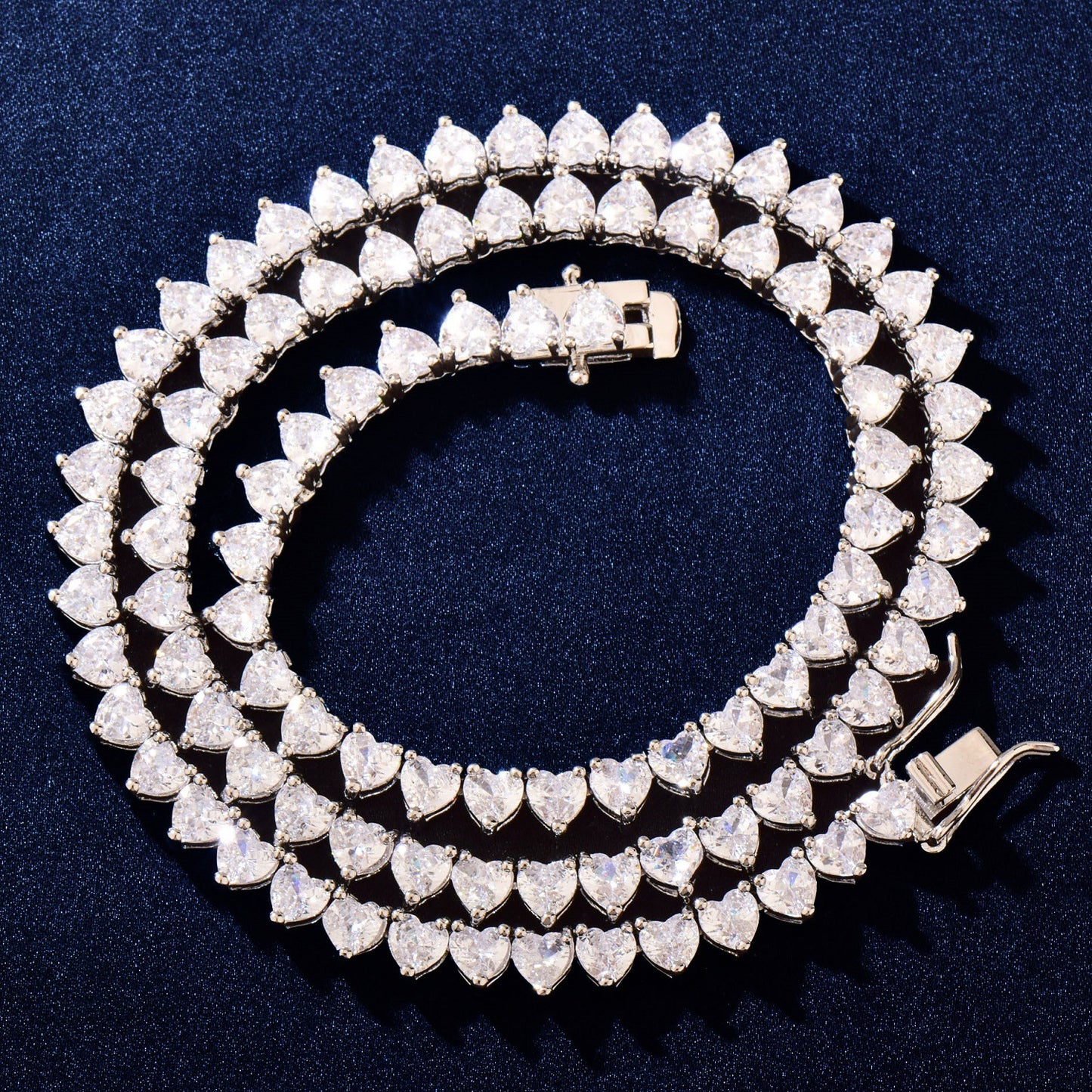 Unisex Iced Heart Tennis Necklace